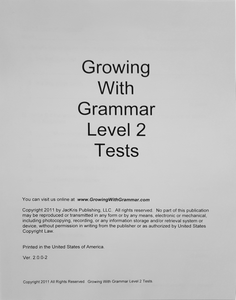 Growing With Grammar, Level 2, Tests