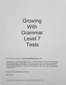 Growing With Grammar, Level 7, Tests
